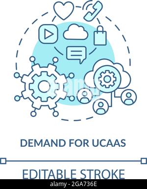 Demand for UCaaS blue concept icon Stock Vector