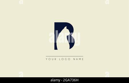 Initial letter B  Negative space with Head Cat logo icon design Stock Vector