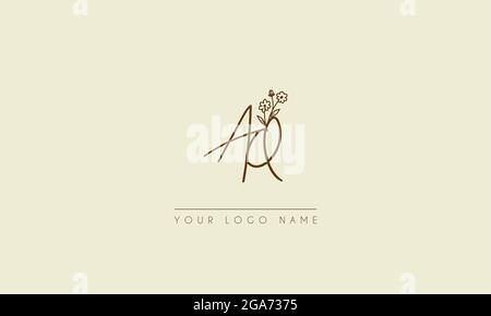 Initial letter AQ  Or QA  Signature handwritten wedding botanical floral icon logo vector  design  illustration Stock Vector