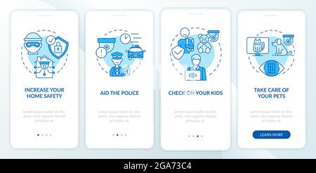 Household observation pros onboarding mobile app page screen Stock Vector