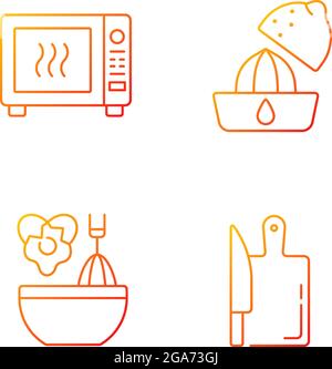 Food recipe gradient linear vector icons set Stock Vector