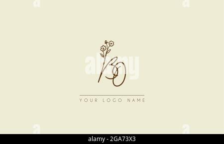 Initial letter BO Or OB  Signature handwritten wedding botanical floral icon logo vector  design  illustration Stock Vector
