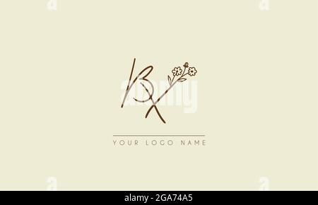 Initial letter BX Or XB  Signature handwritten wedding botanical floral icon logo vector  design  illustration Stock Vector