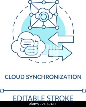 Cloud synchronization blue concept icon Stock Vector