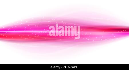 Bright pink wave backround with texture. Abstract stylized motion wavy illustration. Magenta lines created using blend tool on white backdrop. Curved Stock Vector
