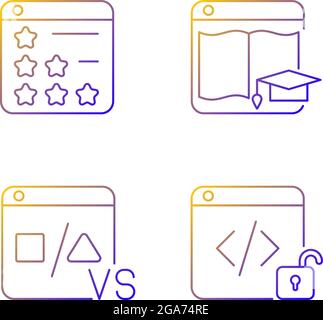 Business online presence gradient linear vector icons set Stock Vector