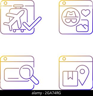 Engaging audience with content gradient linear vector icons set Stock Vector