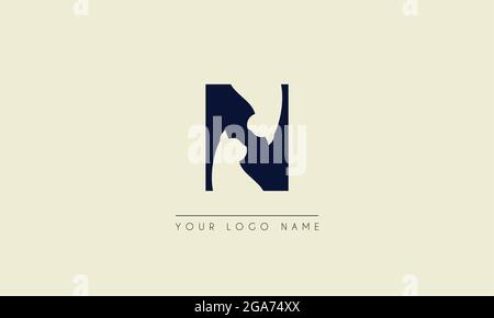 Initial letter N  Negative space with Head Cat logo icon design Stock Vector