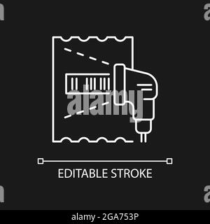 Lottery ticket scanner white linear icon for dark theme Stock Vector