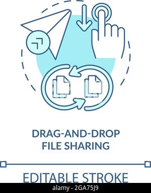 Drag and drop file sharing blue concept icon Stock Vector