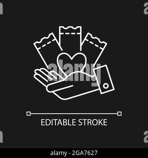 Charitable lottery game white linear icon for dark theme Stock Vector
