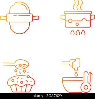 Cookery instructions gradient linear vector icons set Stock Vector
