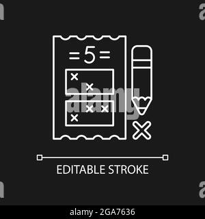 Five digit lottery game white linear icon for dark theme Stock Vector