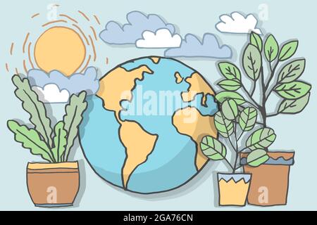 Male Hand Drawing Globe With Green Plant And Watering Can Stock Photo,  Picture and Royalty Free Image. Image 13927013.