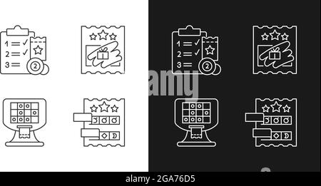 Lottery conduction linear icons set for dark and light mode Stock Vector