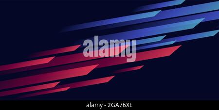 Speed dynamic background with rectangular shapes in motion forming texture, sport background, red and blu lined in dark space Stock Vector