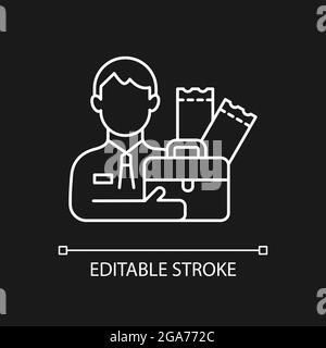 Lottery agent white linear icon for dark theme Stock Vector