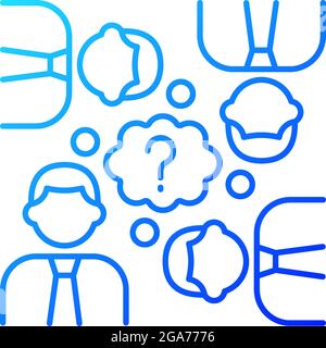 Collective thinking gradient linear vector icon Stock Vector