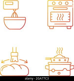 Cookery gradient linear vector icons set Stock Vector
