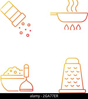 Home cooking gradient linear vector icons set Stock Vector
