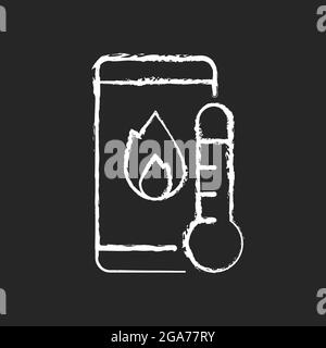 Phone overheating chalk white icon on dark background Stock Vector