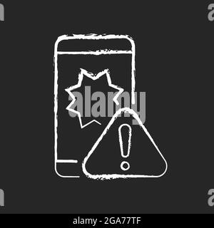 Phone crashes chalk white icon on dark background Stock Vector