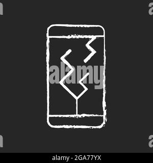 Screen damage chalk white icon on dark background Stock Vector