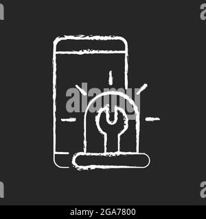 Urgent phone repairs chalk white icon on dark background Stock Vector