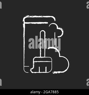 Dust and dirt inside the phone chalk white icon on dark background. Stock Vector
