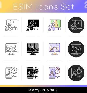 Online fitness yoga classes icons set. Stock Vector