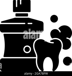 Mouthwash for teeth health black glyph icon Stock Vector