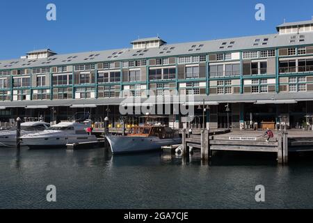 Sydney, Australia. Thursday 29th July 2021. General views of Finger Wharf, Woolloomooloo, very empty. Lockdown restrictions for greater Sydney have been extended by four weeks to August 28th due to the Delta Variant spreading. Credit: Paul Lovelace/Alamy Live News Stock Photo