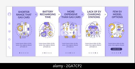 EV disadvantages onboarding vector template. Stock Vector