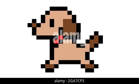 cute dog pixel art for decor, design,web,wallpaper,background 