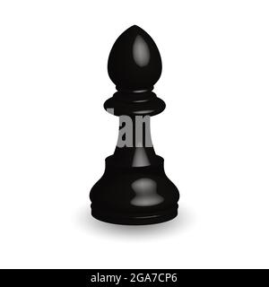 Black chess piece knight 3d on white background. Board game chess. Chess piece 3d render.Vector illustration. Sport play. Stock Vector