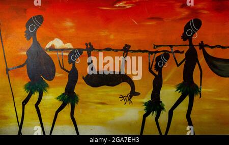 Colorful painting in native Ghana style Stock Photo