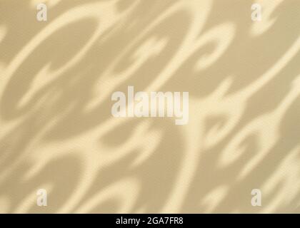 Light yellow background with shadows. Abstract ornamental shadows pattern. Elegant exotic background. Close up. Stock Photo