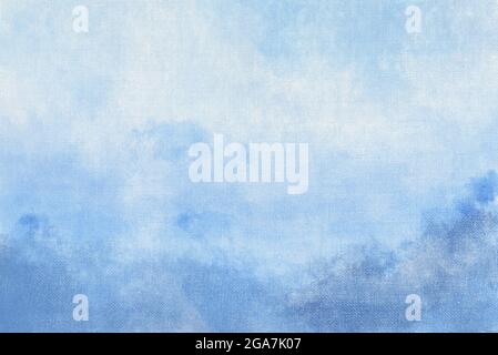 blue watercolor on rough canvas, abstract background Stock Photo
