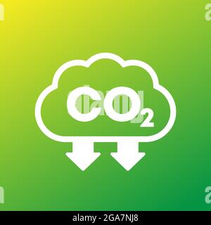 carbon emission reducing icon, vector Stock Vector