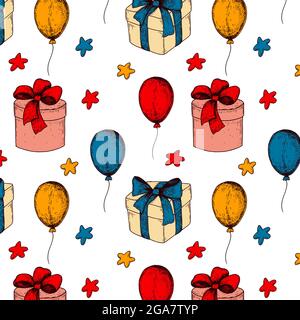 Colorful Birthday Seamless Pattern Design Stock Illustration