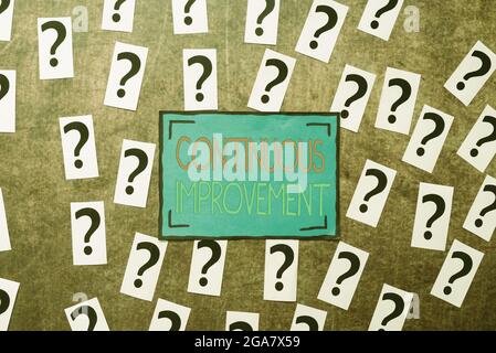 Writing displaying text Continuous Improvement. Business showcase making small consistent improvements over time Progress In Solving Problems Stock Photo