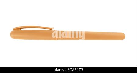 Orange pen with cap isolated on a white background Stock Photo