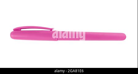 Pink pen with cap isolated on a white background Stock Photo
