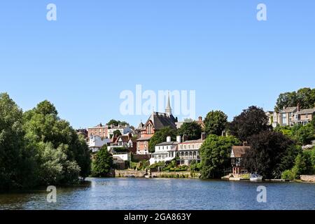 Chester, Cheshire, England - July 2021: River Dee, which runs through the centre of Chester Stock Photo