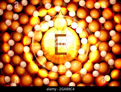 Serum vitamin E, organic components, medical oil. Vector illustration Stock Vector