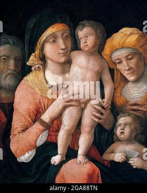 The Madonna and Child with Saints Joseph, Elizabeth, and John the Baptist by Andrea Mantegna (1431-1506), Distemper, oil, and gold on canvas, c. 1485-8 Stock Photo