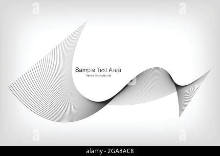 Abstract Modern Line, Wave Designed On Black Background With Sample Text Area. Striped waves made of geometric shapes. Auxiliary graphic design shapes. Stock Vector