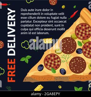 Free pizza delivery, cafe or restaurant service Stock Vector