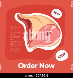 Order now, butcher department promotional banner Stock Vector