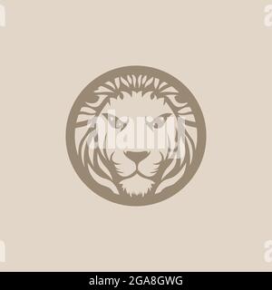 lion face logo illustration vintage style premium download Stock Photo